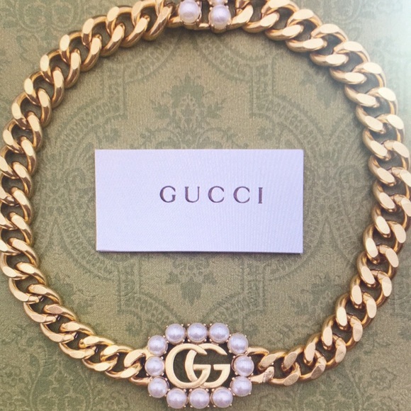 None Dresses & Skirts - Gucci Gold-Tone GG Pearl Link Necklace - Women